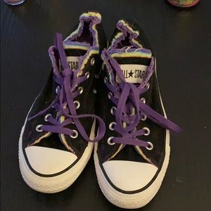 Converse All Star Black Low Tops w/ Multi Color